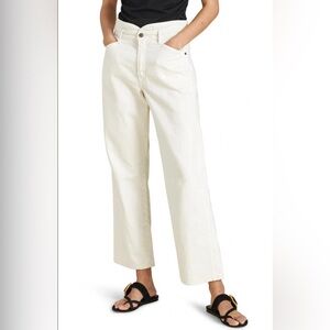 Veronica Beard Blake Straight Jeans with Notch Waistband in Ecru Size 32